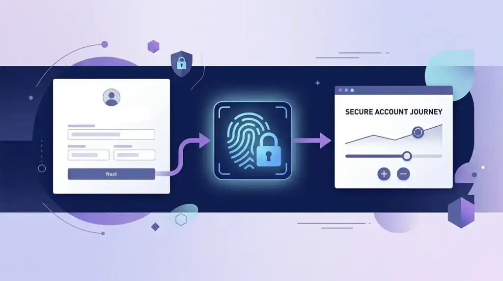 Editorial illustration of a secure online casino account setup process