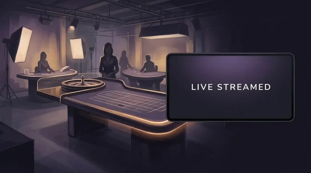 Editorial illustration representing a generic live casino studio