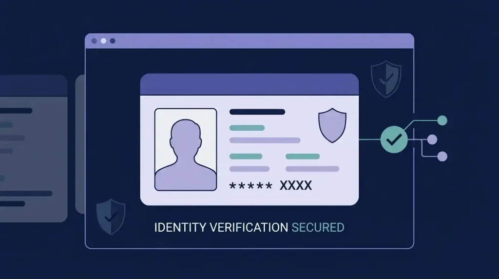 Editorial illustration of identity verification and secure document review
